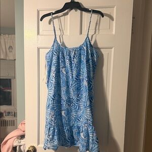 Lilly Pulitzer Blue White Printed Dress with Pink Label